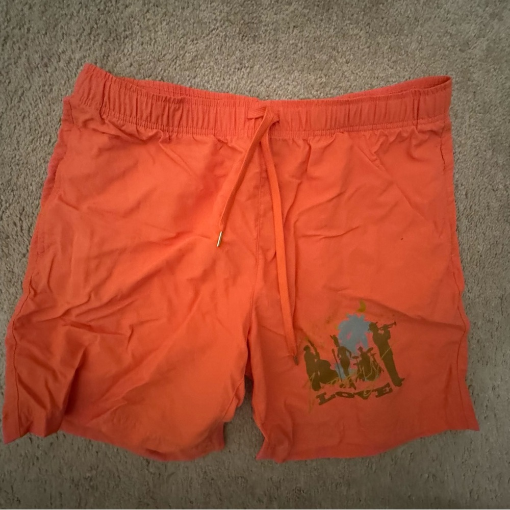 PLAYBOY Orange Athletic Shorts with Elastic Waistband